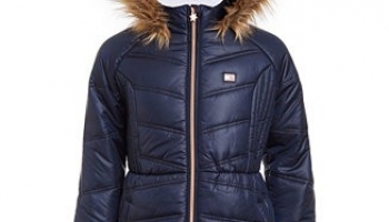 Big Girls Puffer Jacket With Faux Fur Hood