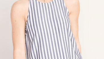 Sleeveless High-Neck Striped Top for Women