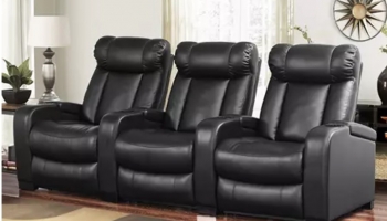 Larson Leather Power Reclining Home Theater Seating, 3-Piece Set