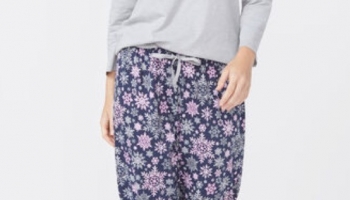 PINK GREY SNOW FLAKE LONG SLEEVE SET
