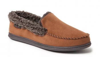 Men’s Dearfoams Microfiber Suede Whipstitch Moccasin Slippers