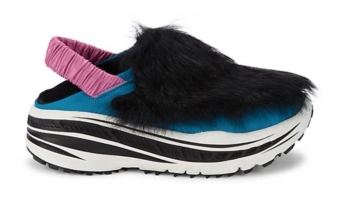 UGG Leather & Lamb Fur Slingback Runners
