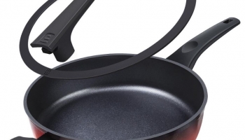 Nonstick Saute Pan with Glass Lid and Standable Handle
