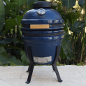 Lifesmart Deen Brothers Series 15″ Blue Kamado Ceramic Grill Value Bundle Includes Electric Starter Cooking Stone and Cover