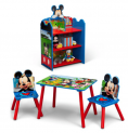 Disney Mickey Mouse 4-Piece Playroom Set by Delta Children – Includes Table and 2 Chair Set and 3-Shelf Playhouse Bookcase