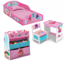 Trolls World Tour 4-Piece Room-in-a-Box Bedroom Set by Delta Children – Includes Sleep & Play Toddler Bed, 6 Bin Design & Store Toy Organizer and Desk with Chair