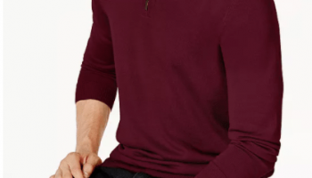 Club RoomMen’s Quarter-Zip Merino Wool Blend Sweater, Created for Macy’s