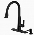 allen + roth Matte Black 1-Handle Deck Mount Pull-Down Handle Kitchen