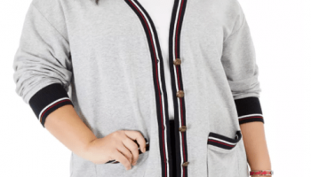 Tommy HilfigerPlus Size Striped-Trim Cardigan