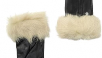 UGG Genuine Shearling Trim Leather Gloves